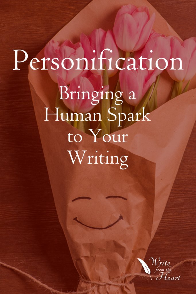 Personification is a writing tool, one that many authors use to share a more vivid image or emotion with their audience. Personification can also give your writing a little more pizzazz than it would with plain, gray descriptions.